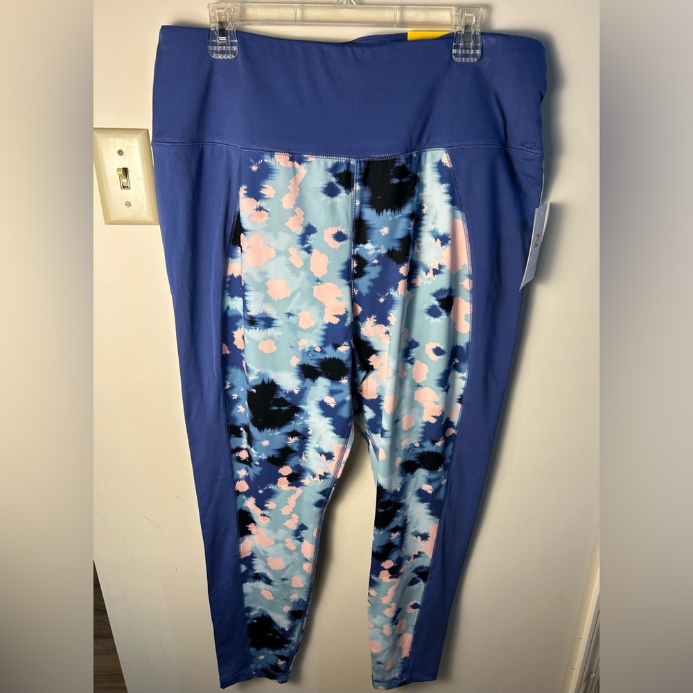 Zelos High‎ Waist Leggings Blue Blur XXL Activewear Full Support Wicking NWT